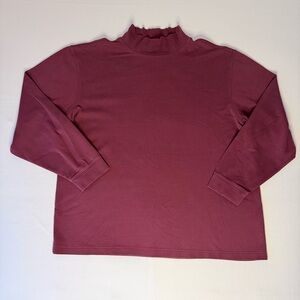 L.L. Bean Long Sleeve Mock Neck Tee in Burgundy